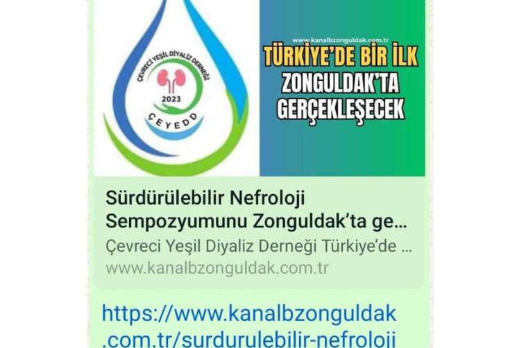Çevreci Yeşil  Diyaliz Derneği 1.Sürdürülebilir Nefroloji Sempozyumu ZONGULDAK 